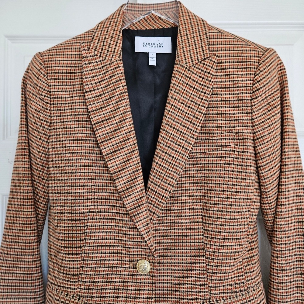 Derek Lam 10 Crosby Allie Houndstooth Plaid Blazer Sz US 2 Business Quiet Luxery - Picture 4 of 14